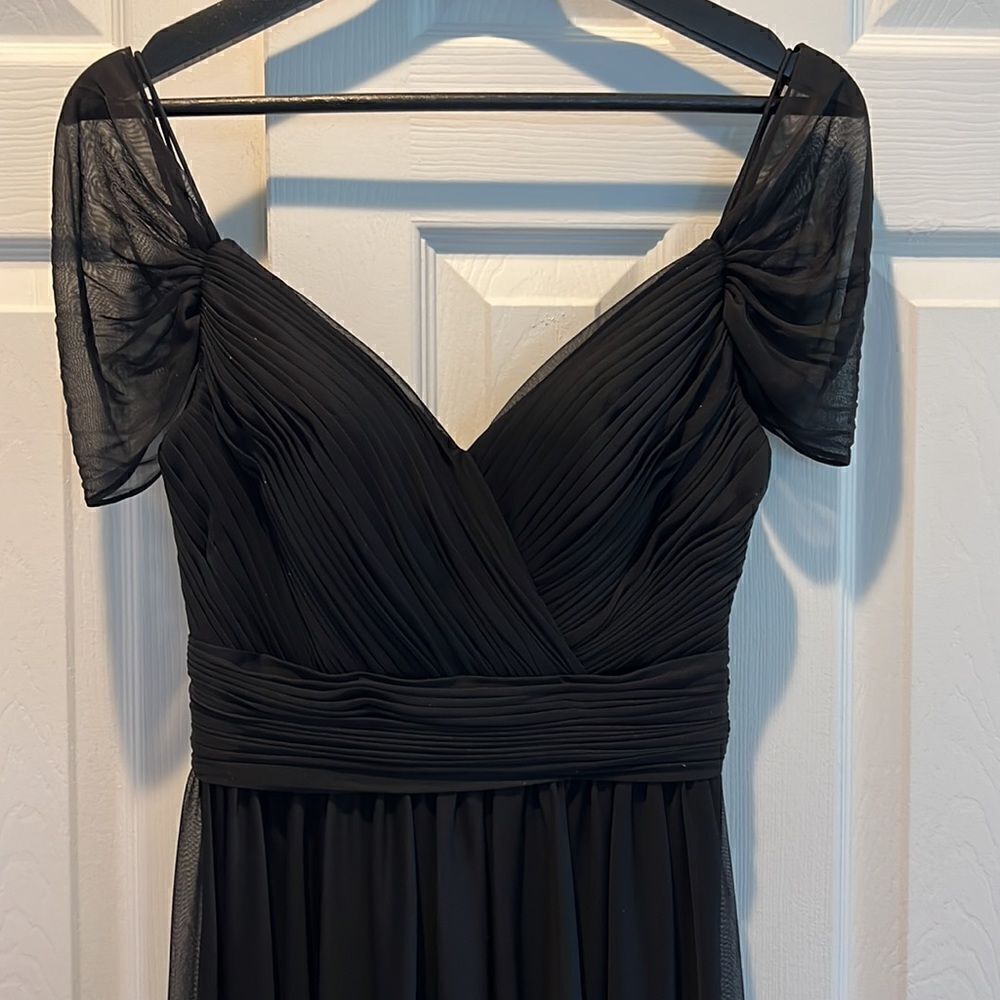 Kleinfeld Sleeveless A-Line/Princess Off The Shoulder Floor Length Dress Black - Picture 6 of 16